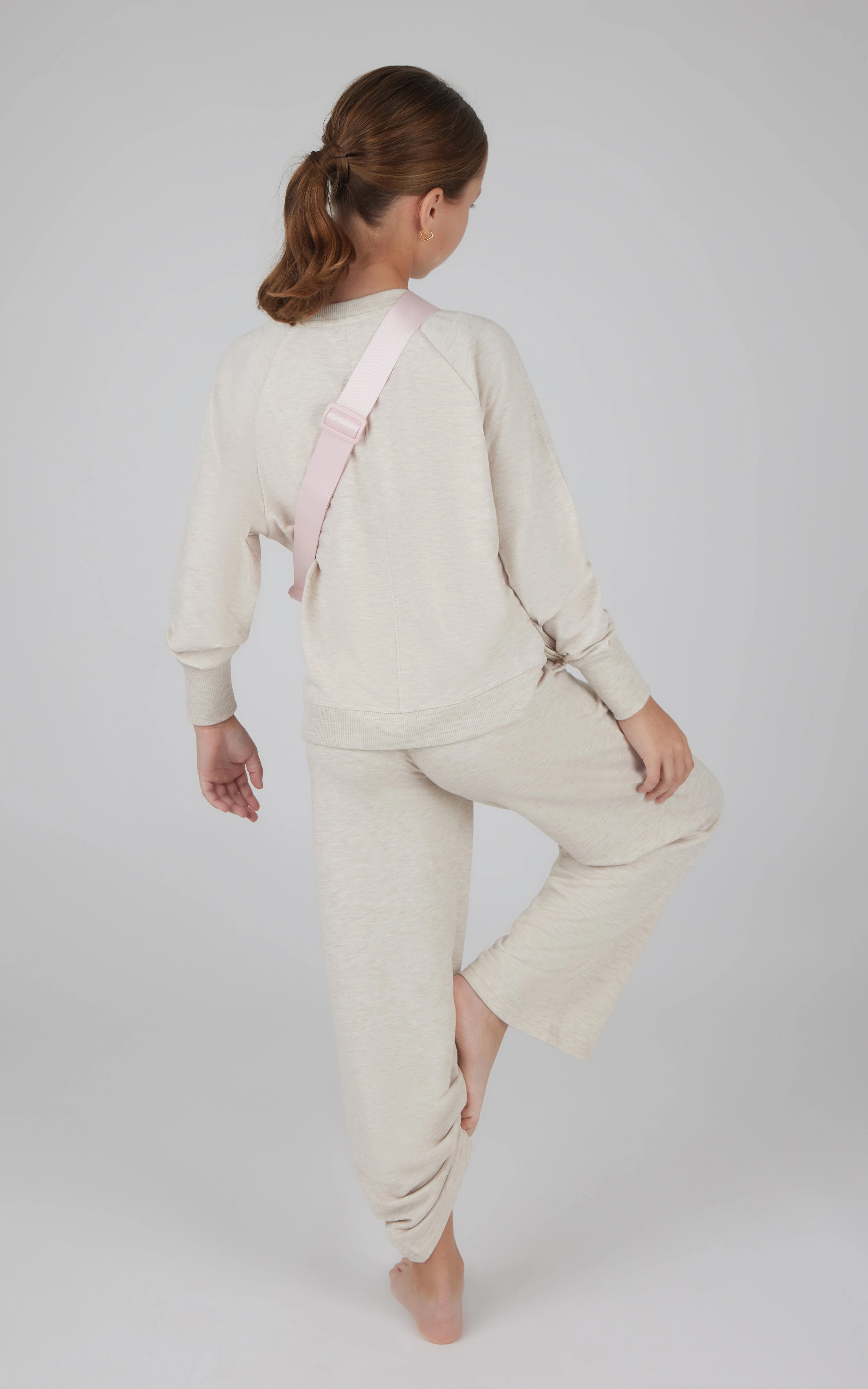 Girls 3 PC Brushed Terry Sweatshirt   Wide Leg Pant   Fanny Pack