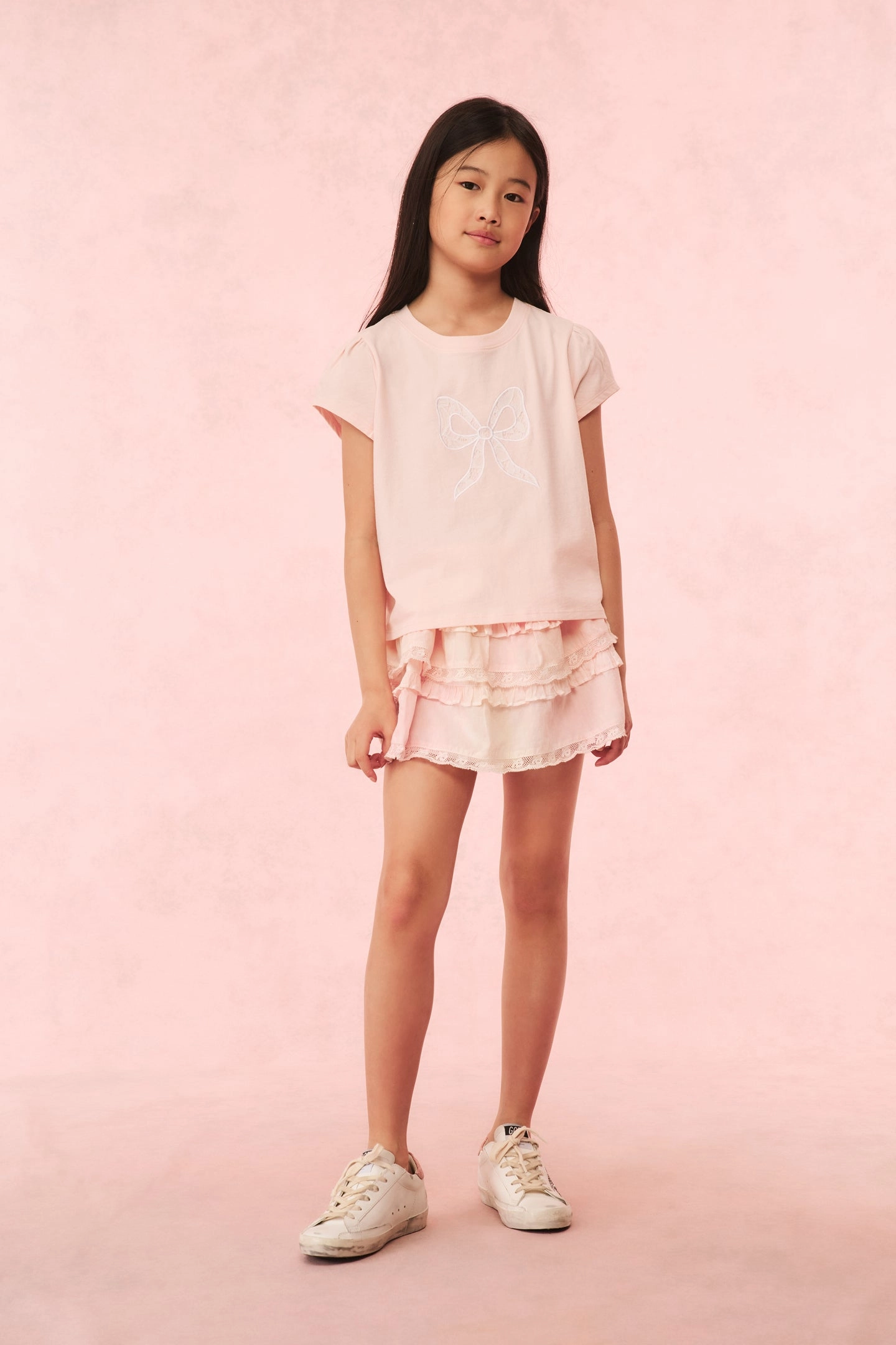 Girls Tilliat Cotton Bow Tee