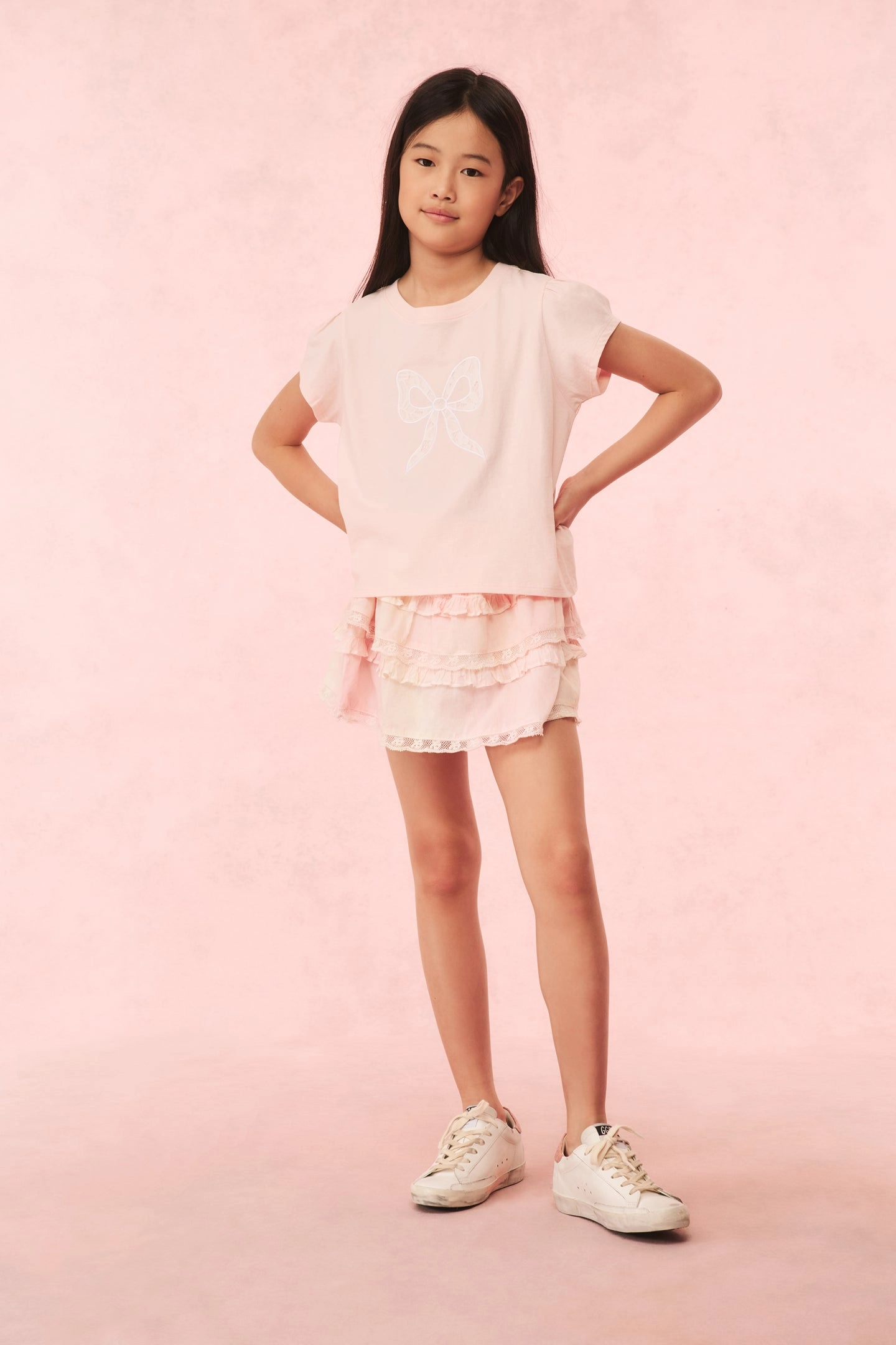 Girls Tilliat Cotton Bow Tee