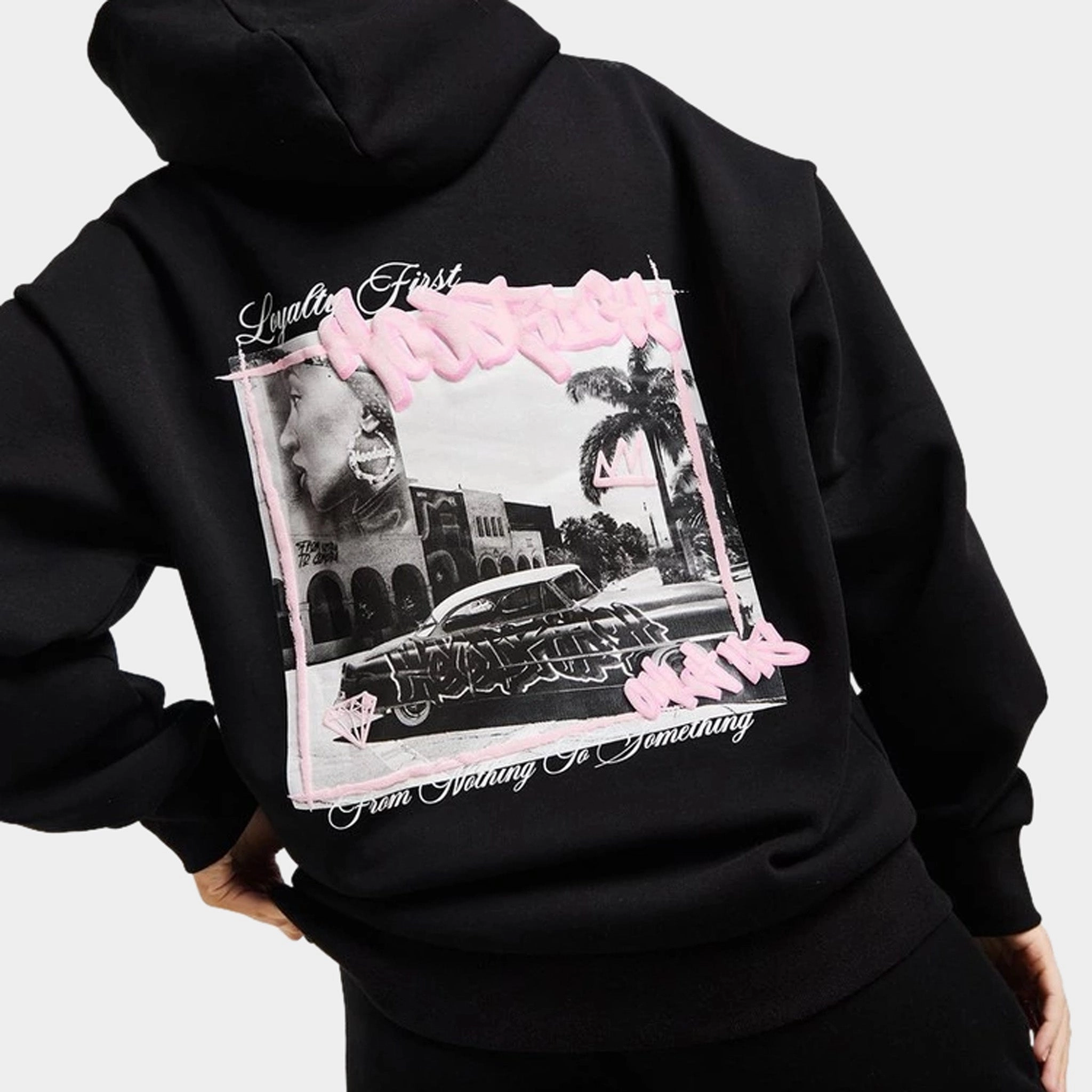 Hoodrich Women's Urban Full Zip Hoodie Black / White - Pink A Boo