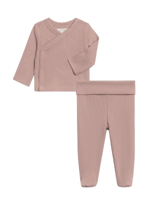 Lacey Pointelle Kimono Top & Pant Set - Wren