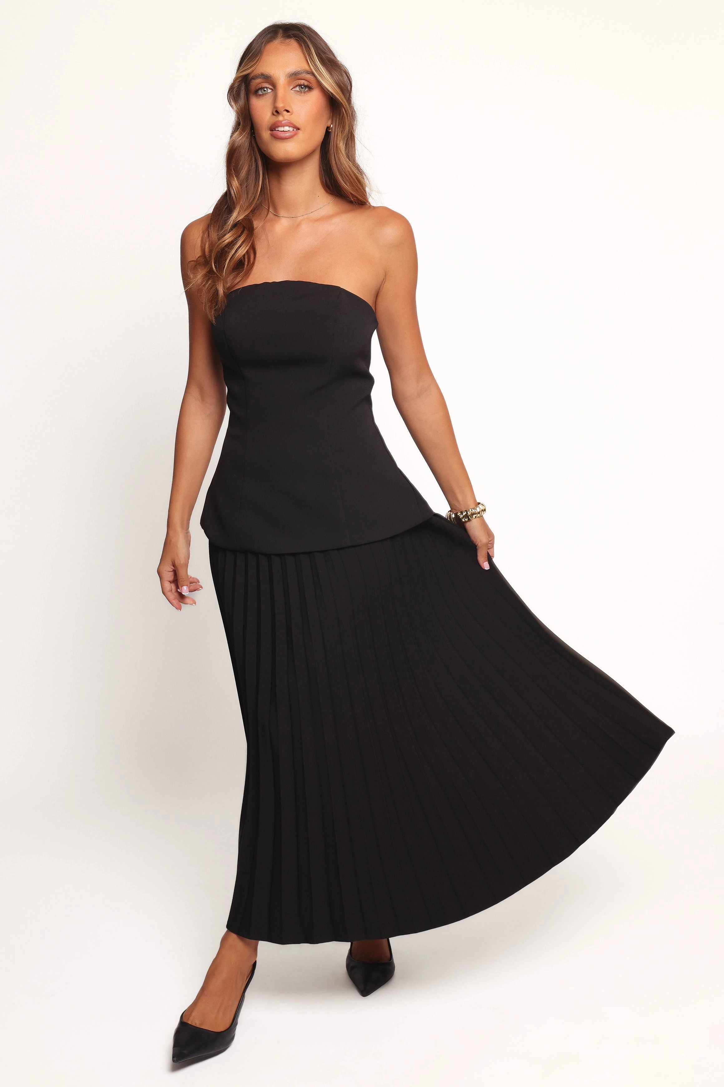 Liliana Pleated Midi Skirt - Black