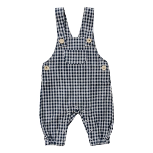 Linen Overalls - Gingham - Black