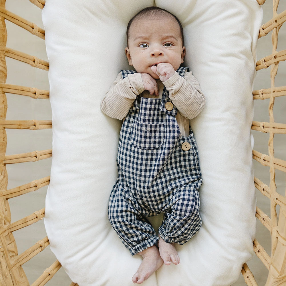 Linen Overalls - Gingham - Black