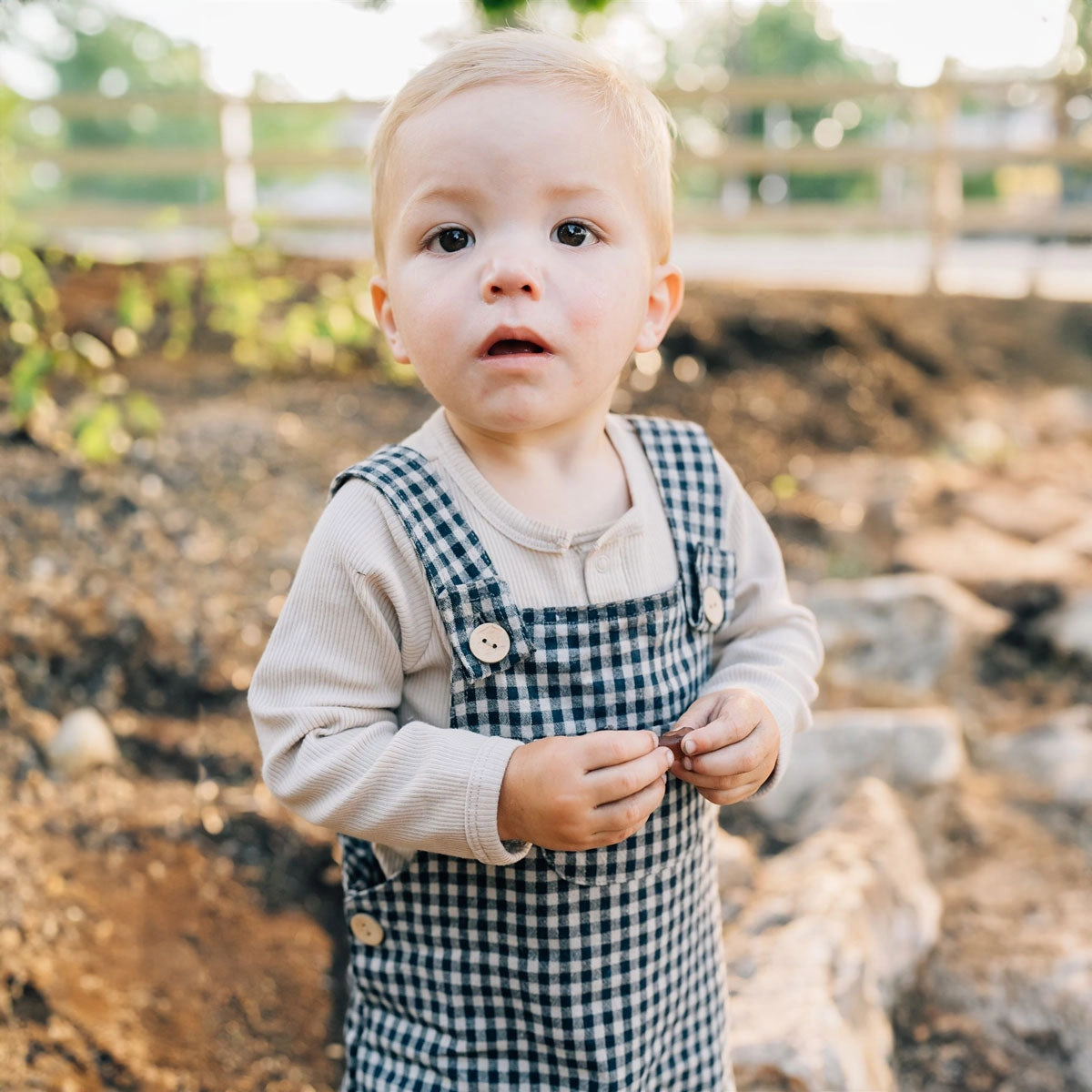Linen Overalls - Gingham - Black