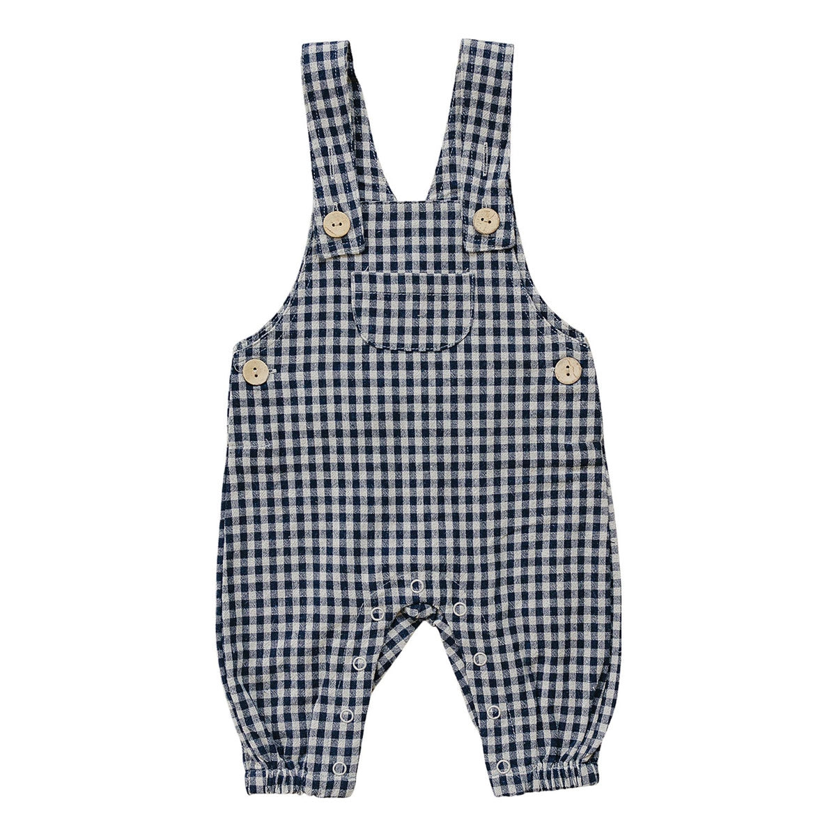 Linen Overalls - Gingham - Black