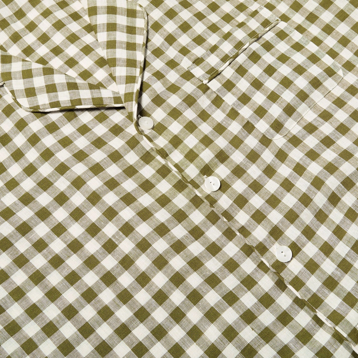 Men's Botanical Green Gingham Linen Pyjama Trouser Set