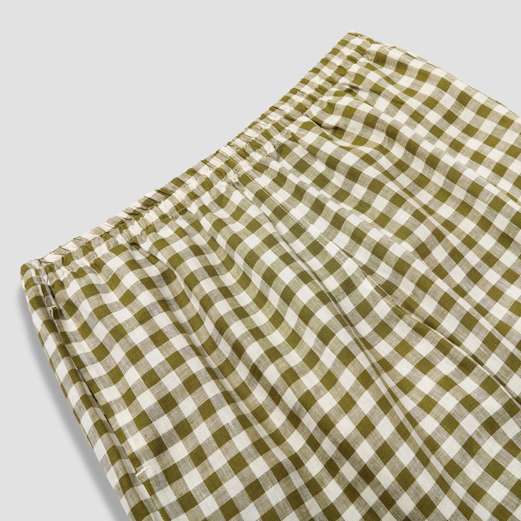 Men's Botanical Green Gingham Linen Pyjama Trouser Set