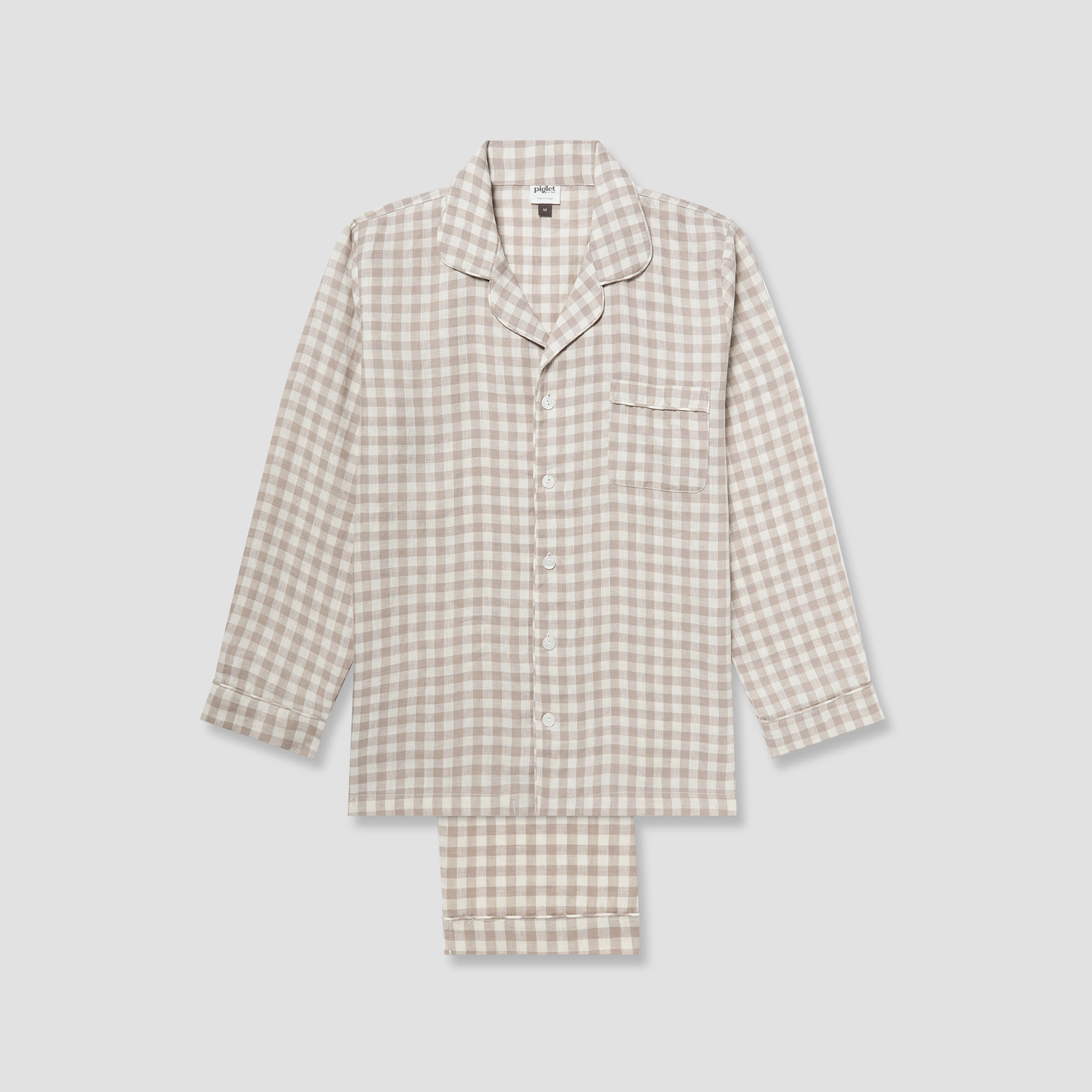 Men's Mushroom Gingham Pyjama Trouser Set