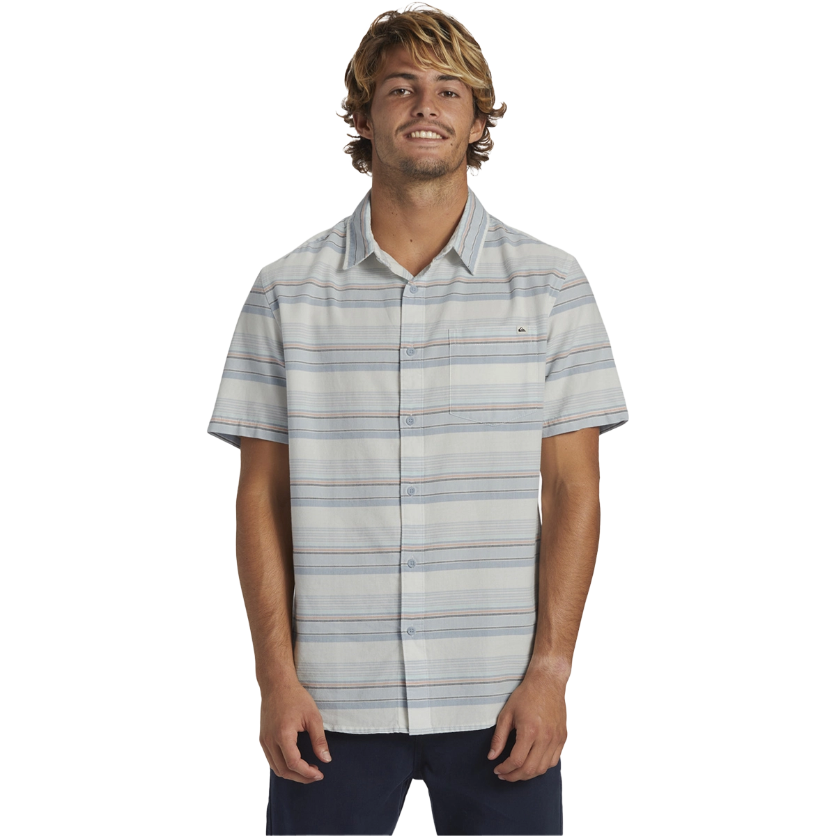 Men's Oxford Stripe Classic Short Sleeve Woven Shirt