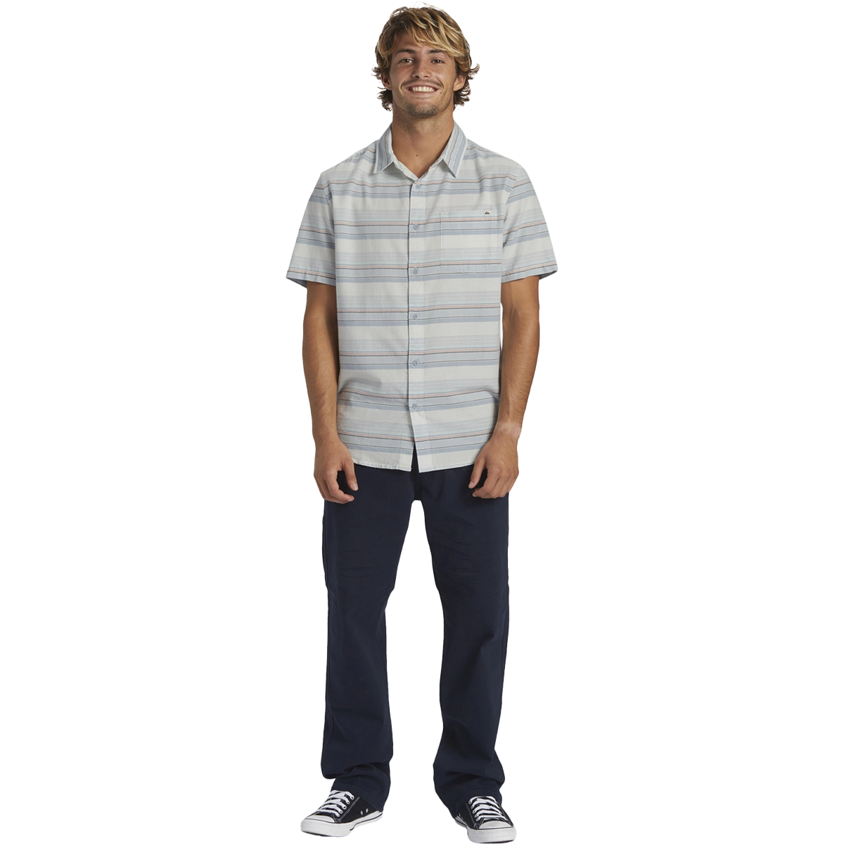 Men's Oxford Stripe Classic Short Sleeve Woven Shirt