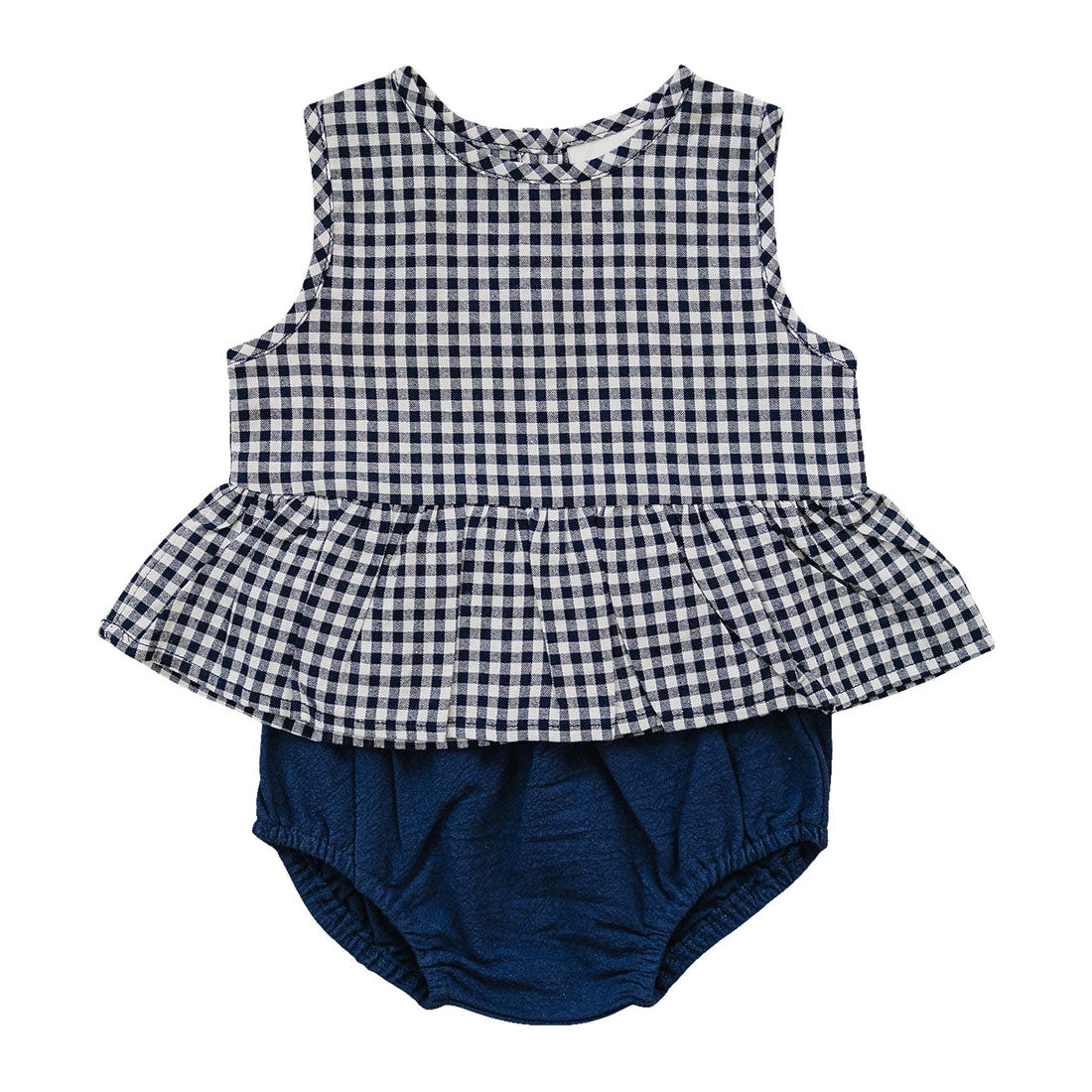 Navy Gingham Peplum Set