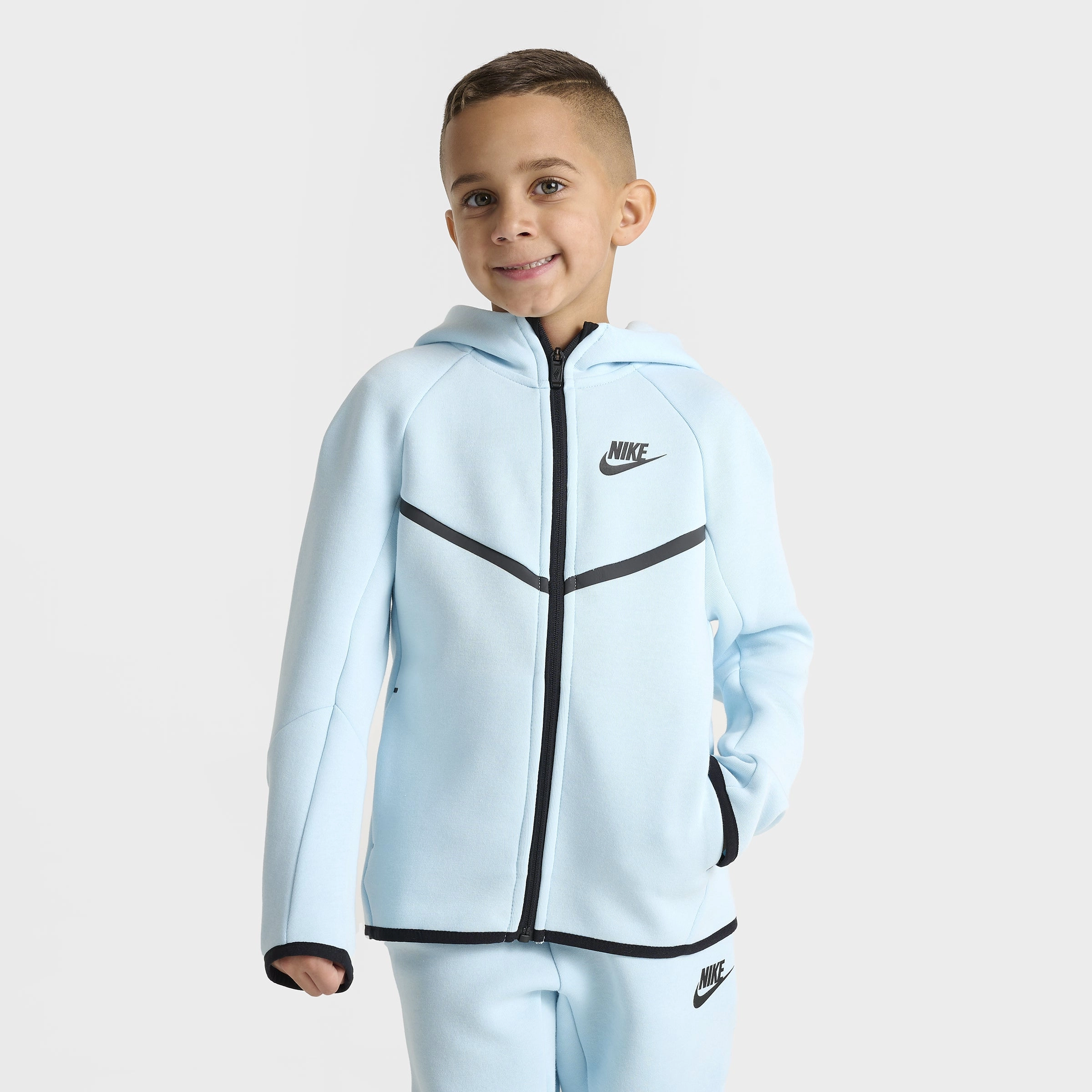 Nike Sportswear Children's Tech Fleece Full Zip Hoodie Set / Glacier Blue