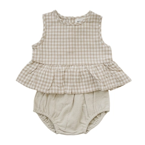 Oatmeal Gingham Peplum Set