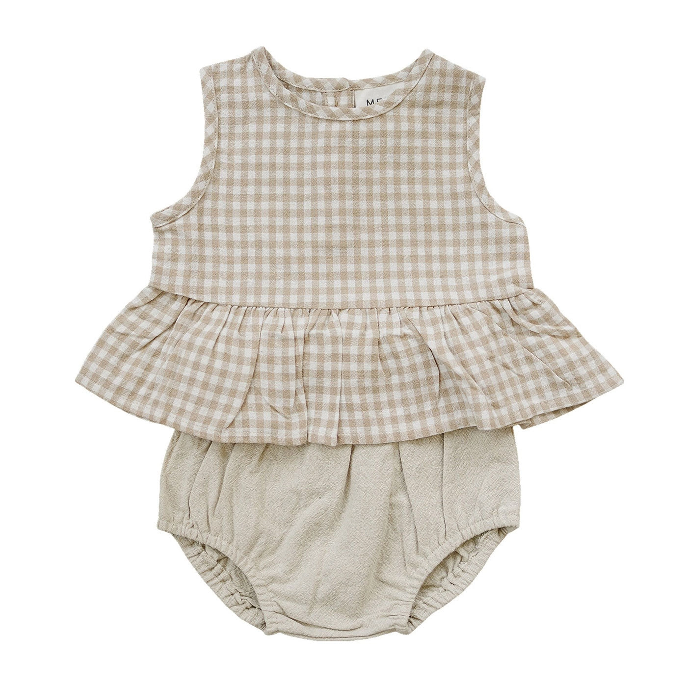 Oatmeal Gingham Peplum Set