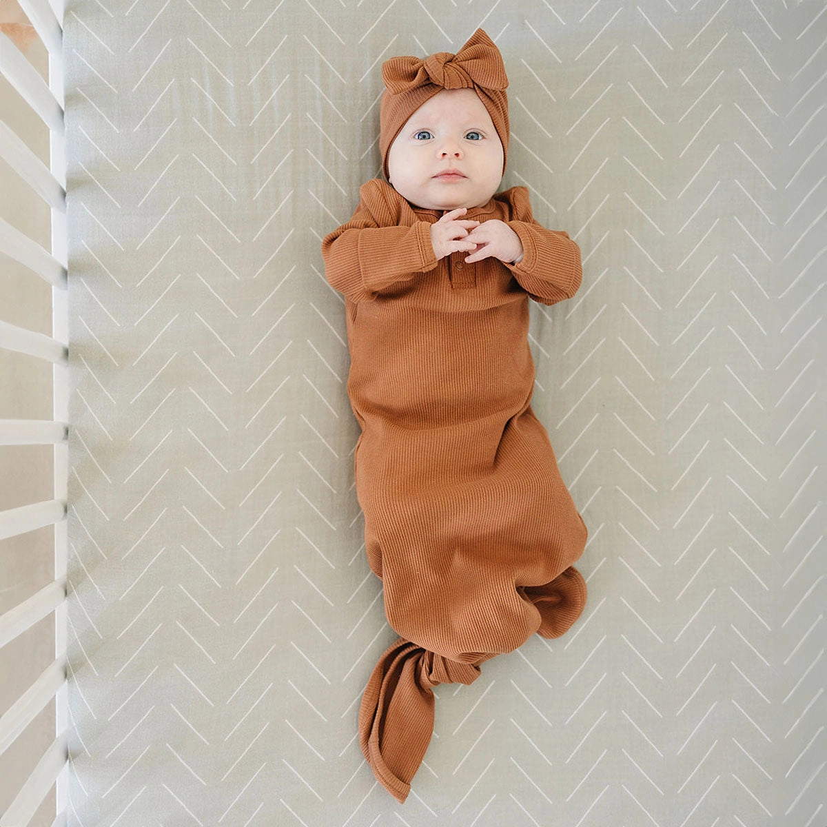 Organic Cotton Ribbed Knot Gown