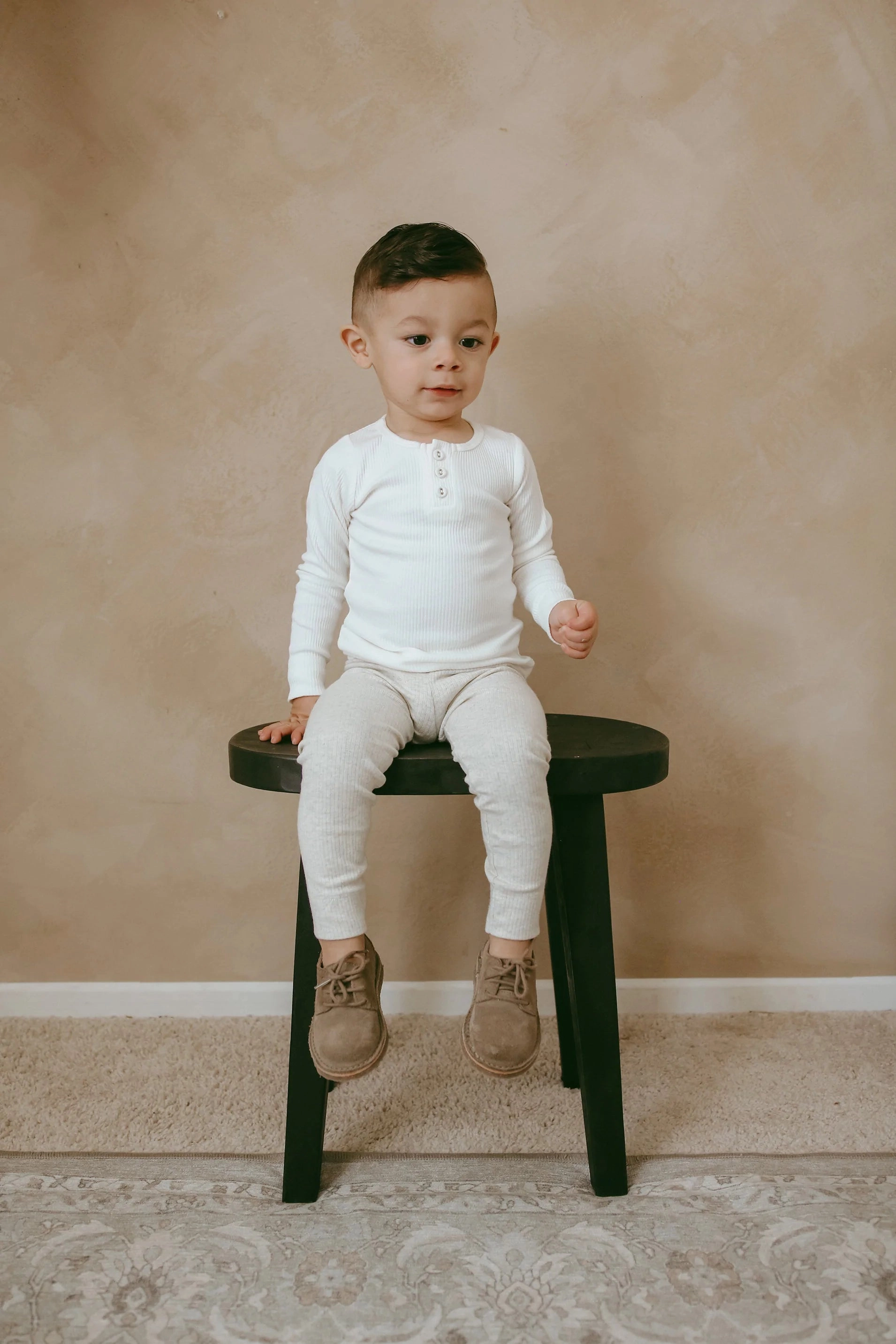 Organic Essential Longsleeve Henley - Milk