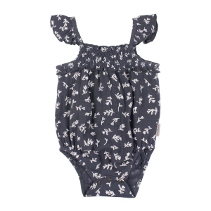 Organic Muslin Sleeveless Bodysuit - Dusk Leaves
