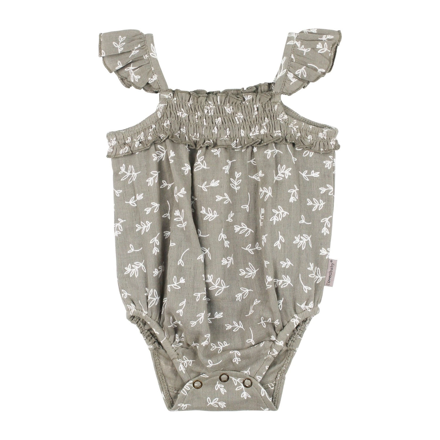 Organic Muslin Sleeveless Bodysuit - Fawn Leaves