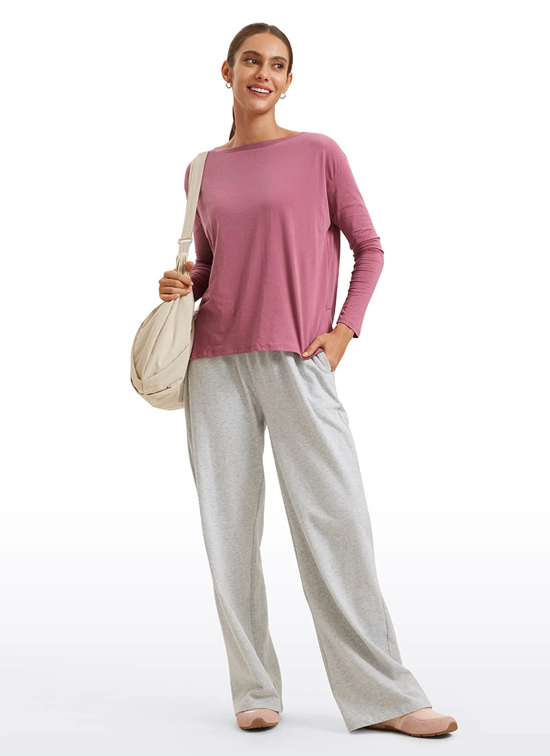 Pima Cotton Long Sleeves Boat Neck