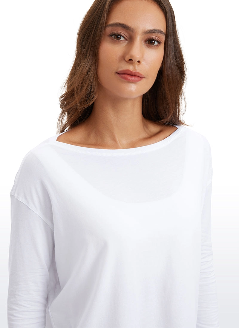 Pima Cotton Long Sleeves Boat Neck