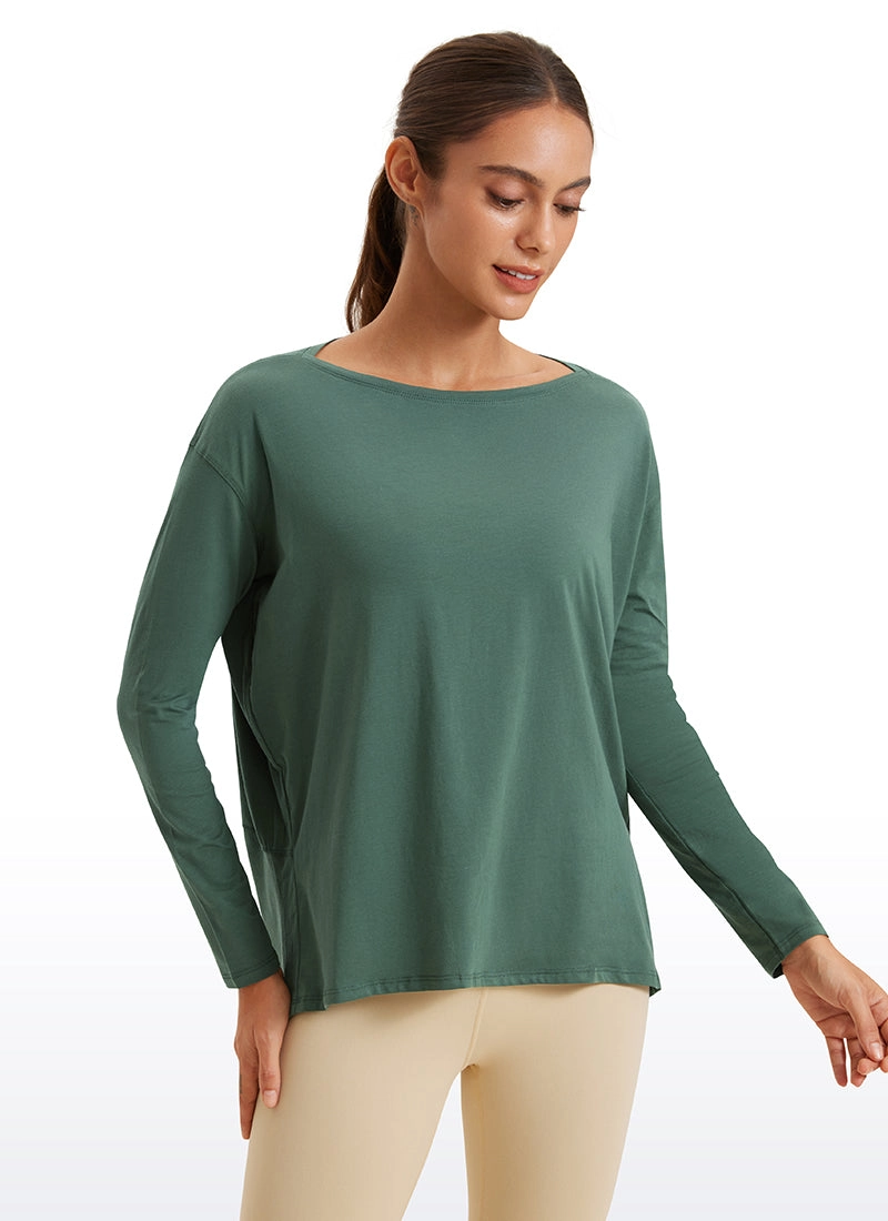 Pima Cotton Long Sleeves Boat Neck