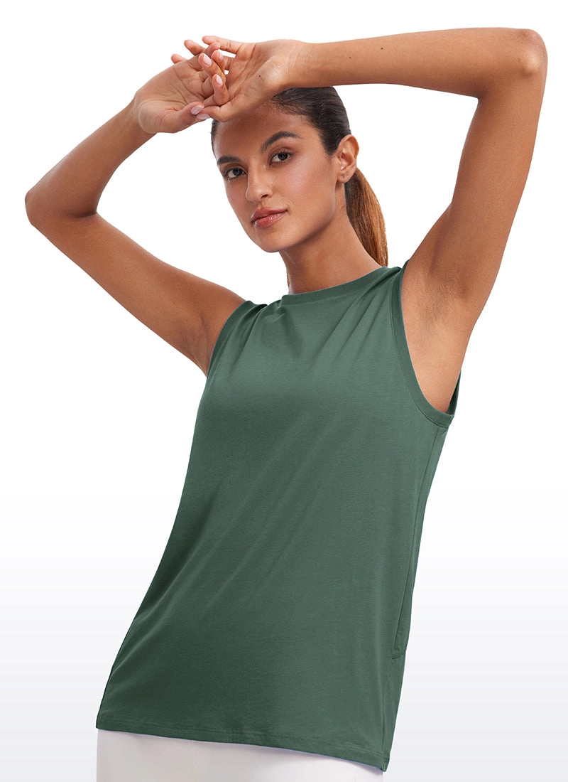 Pima Cotton Tank High Neck