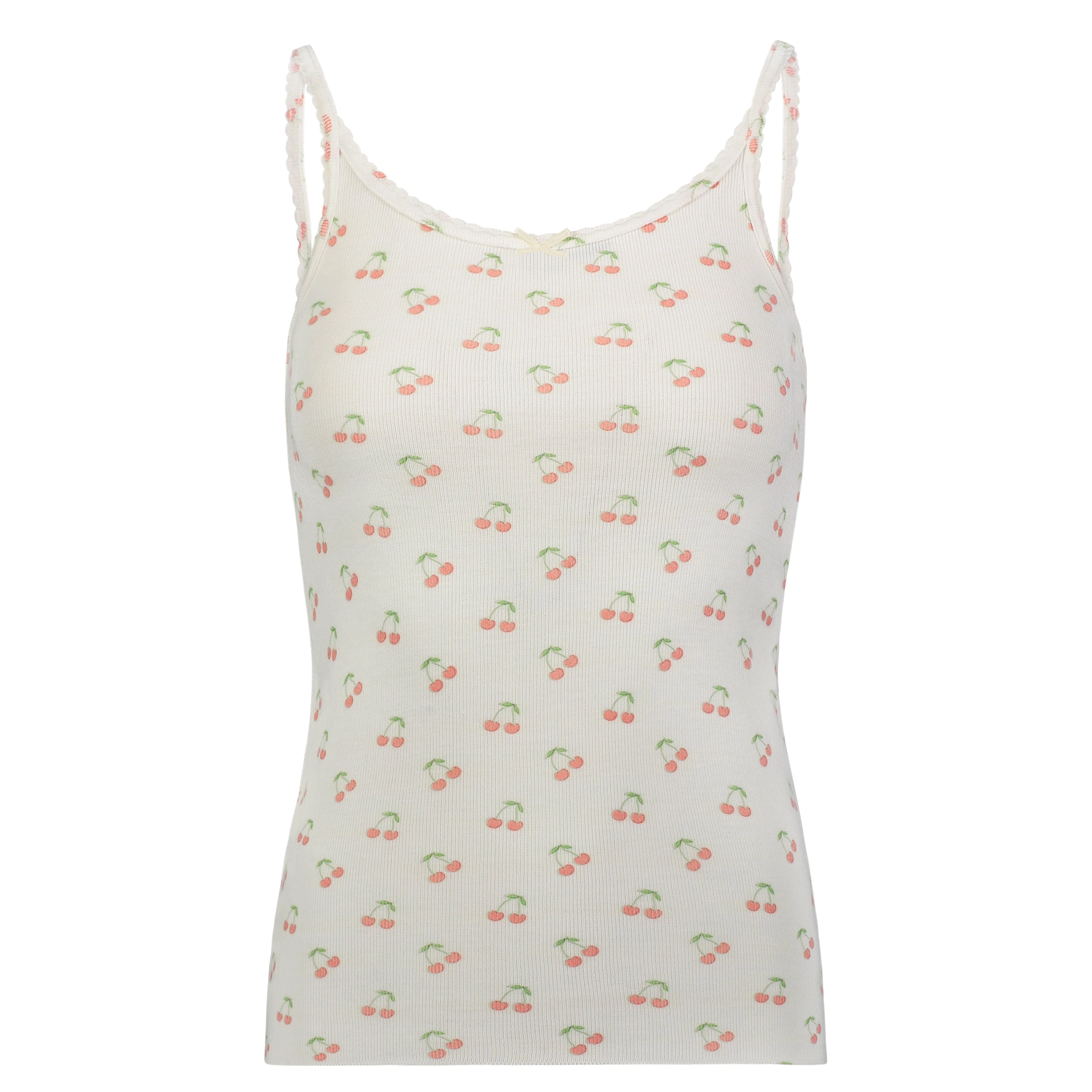 Polkadot CHERRY Print SCOOP CAMISOLE w Scallop