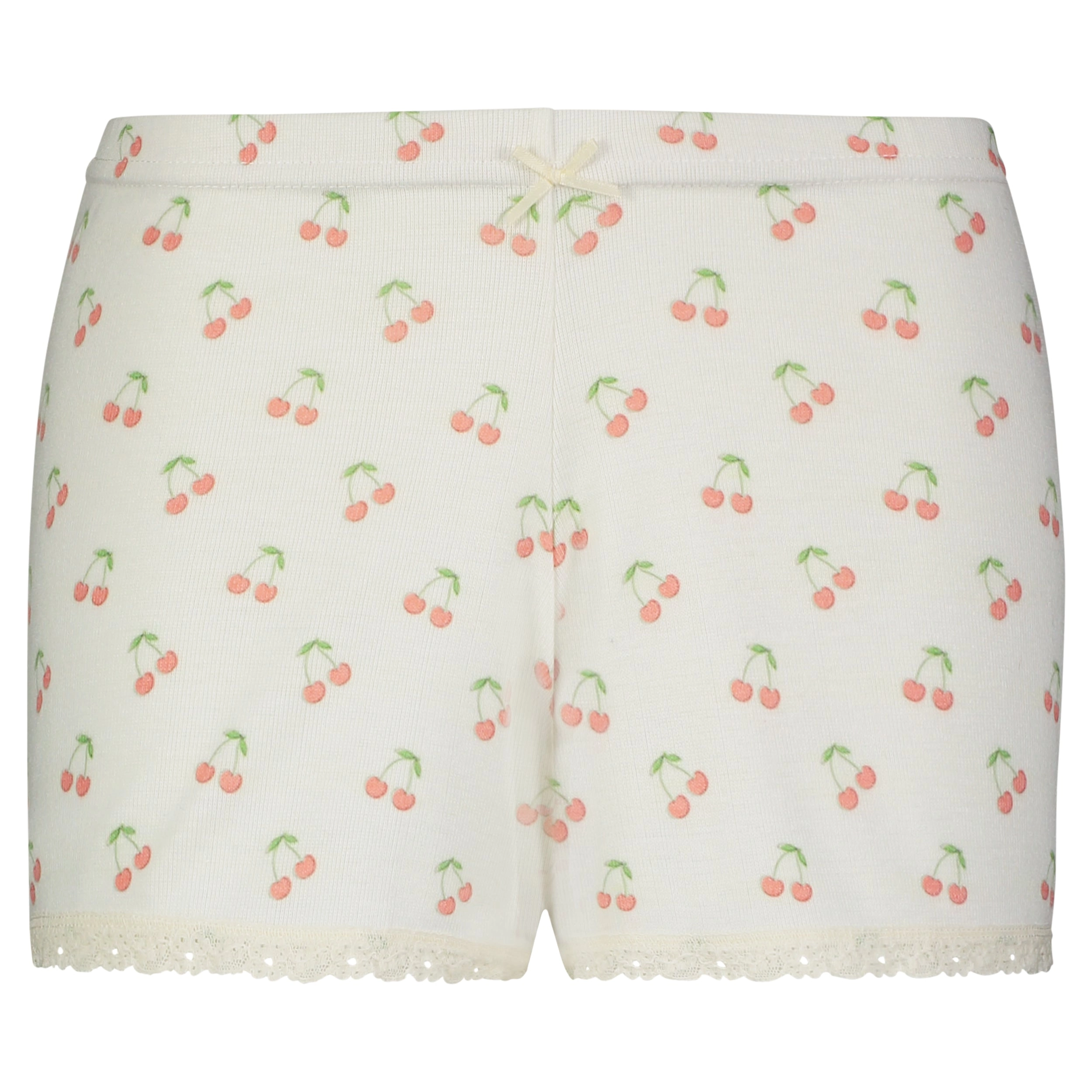 Polkadot CHERRY Print SHORT Mid Rise w Cluny Lace Hems