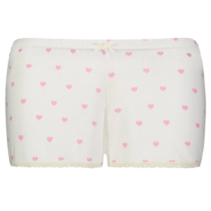 Polkadot Pink Hearts Print SHORT Mid Rise w Cluny Lace Hems -Restocked