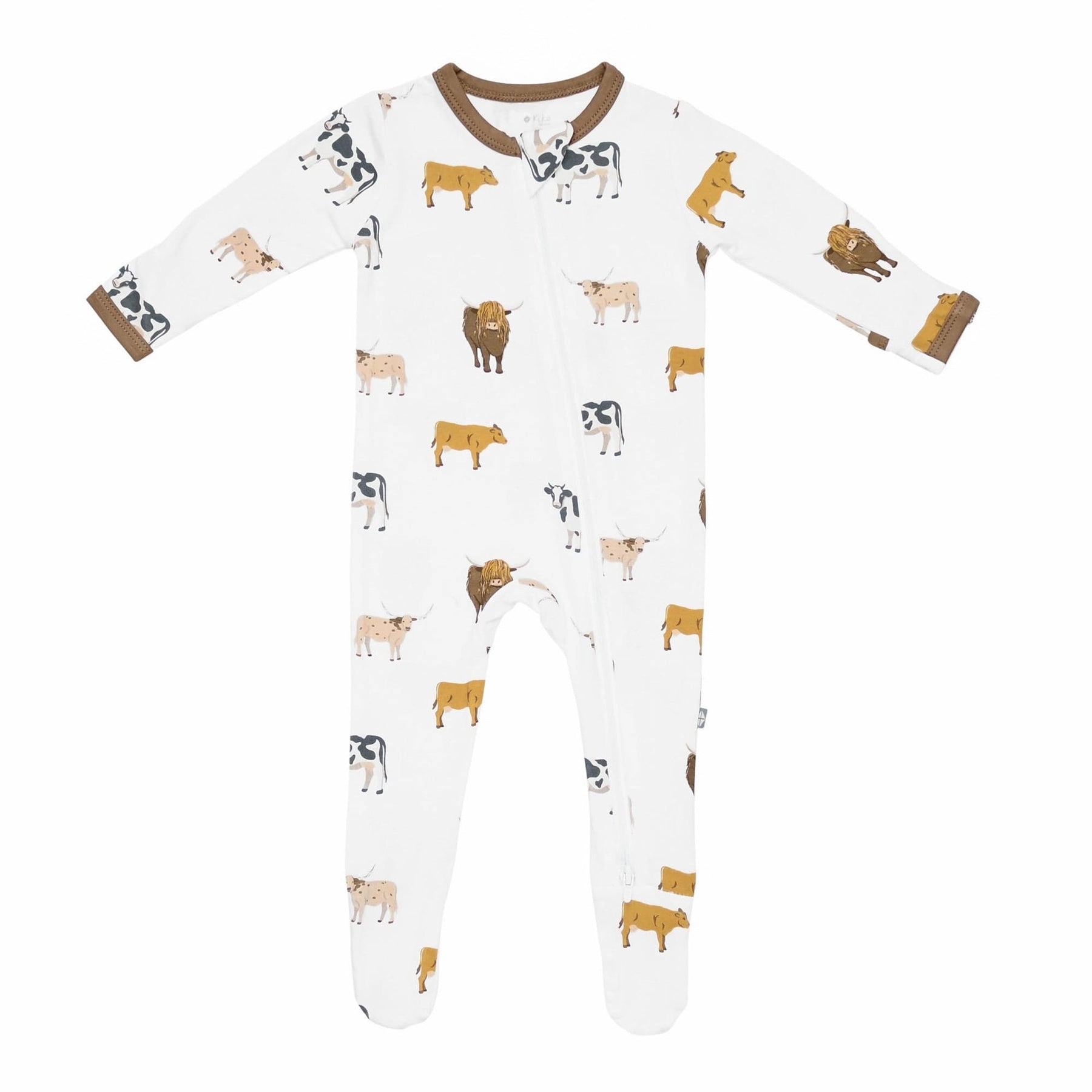 Printed Zippered Footie - Moo
