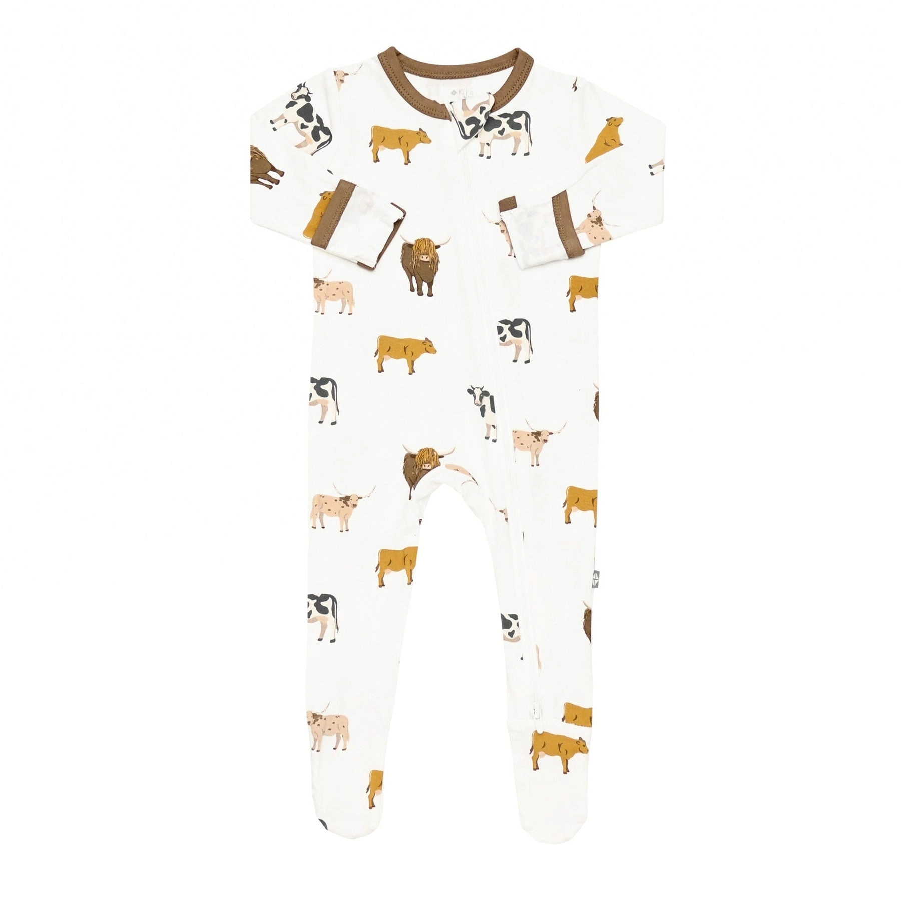 Printed Zippered Footie - Moo