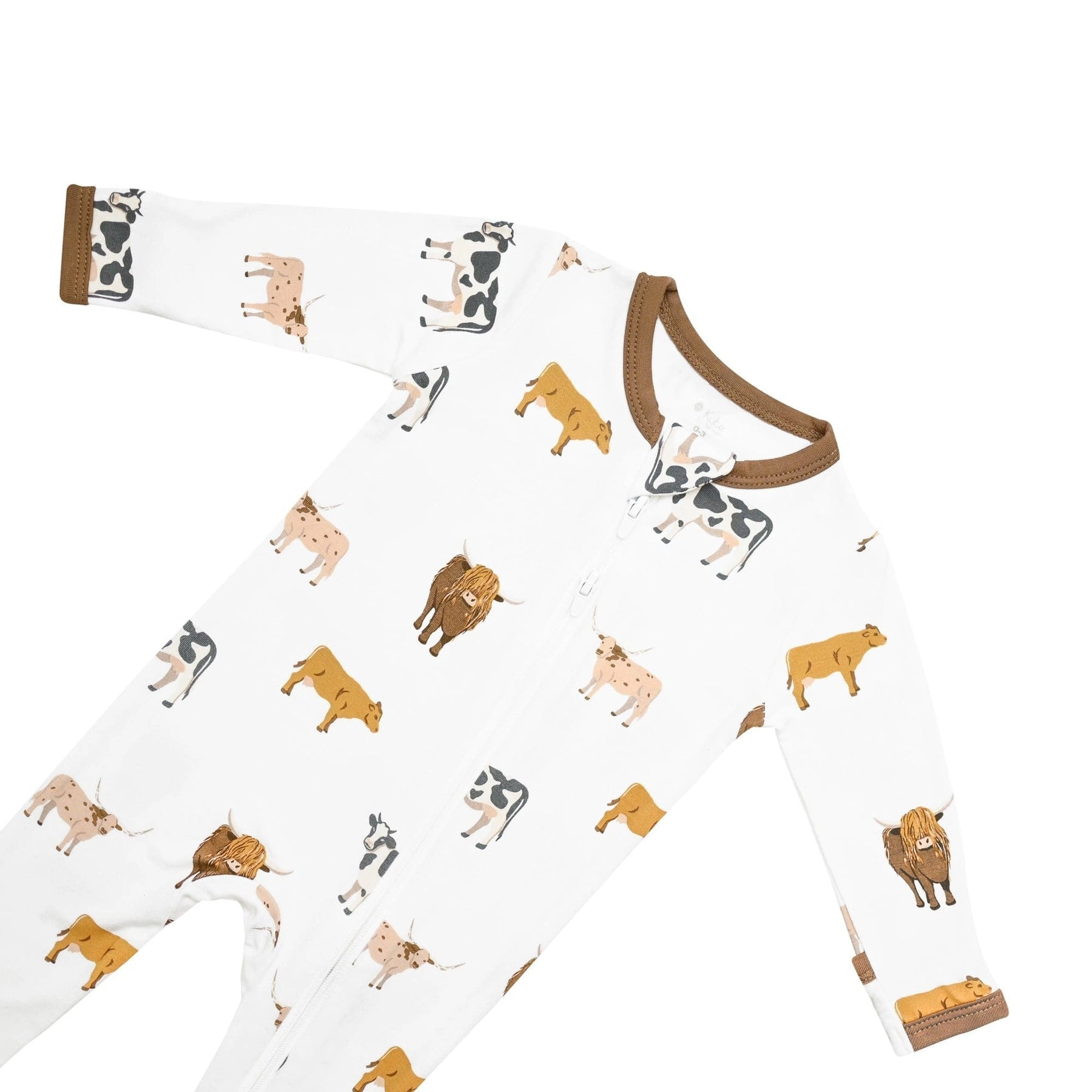 Printed Zippered Footie - Moo