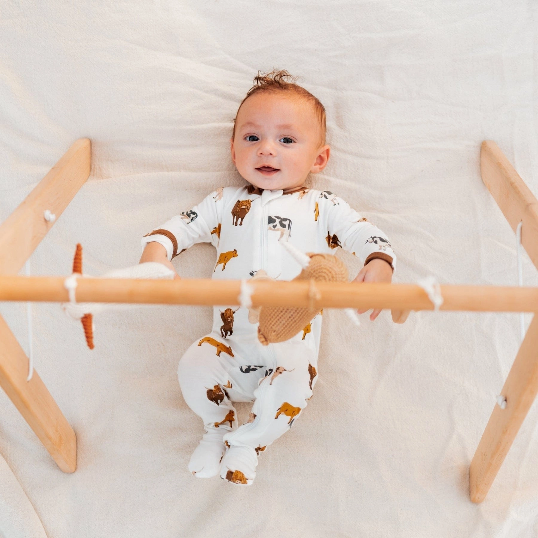 Printed Zippered Footie - Moo