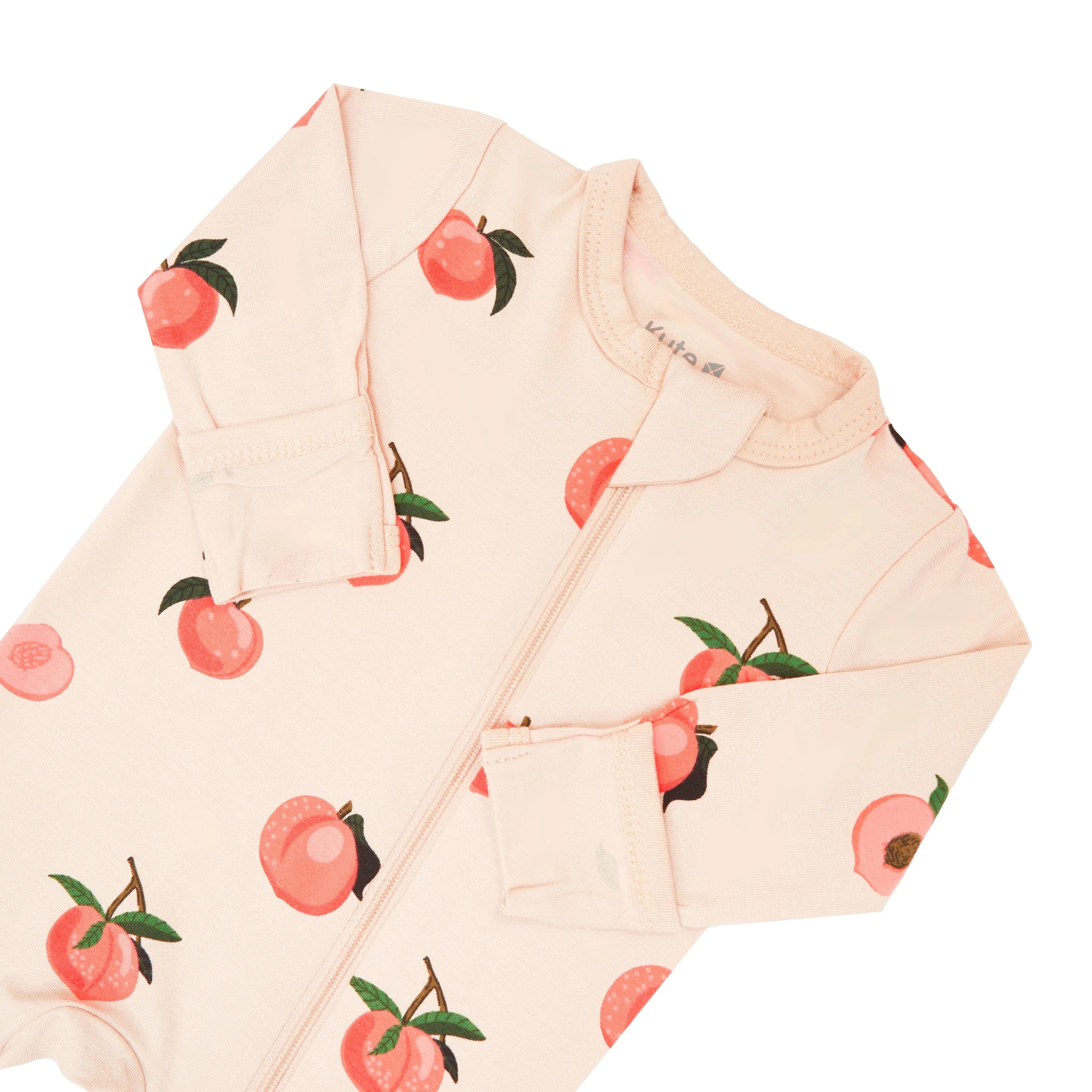 Printed Zippered Footie - Peach