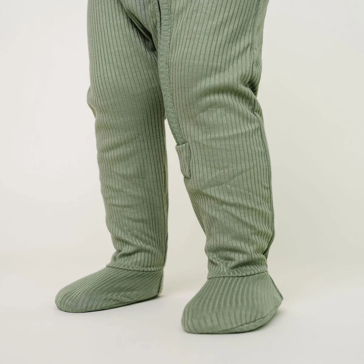 Rib Knit Zip-up Footie - Clover
