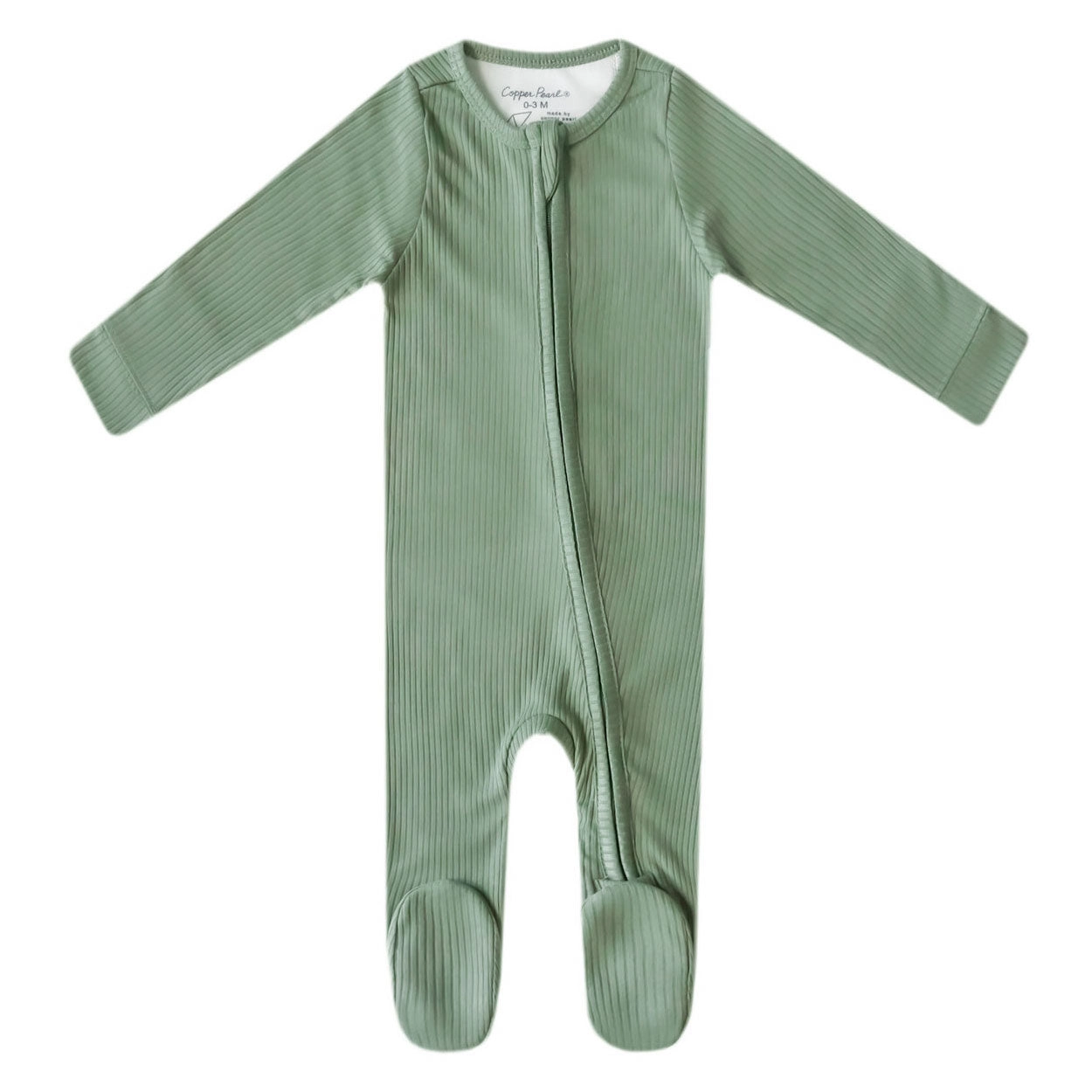 Rib Knit Zip-up Footie - Clover