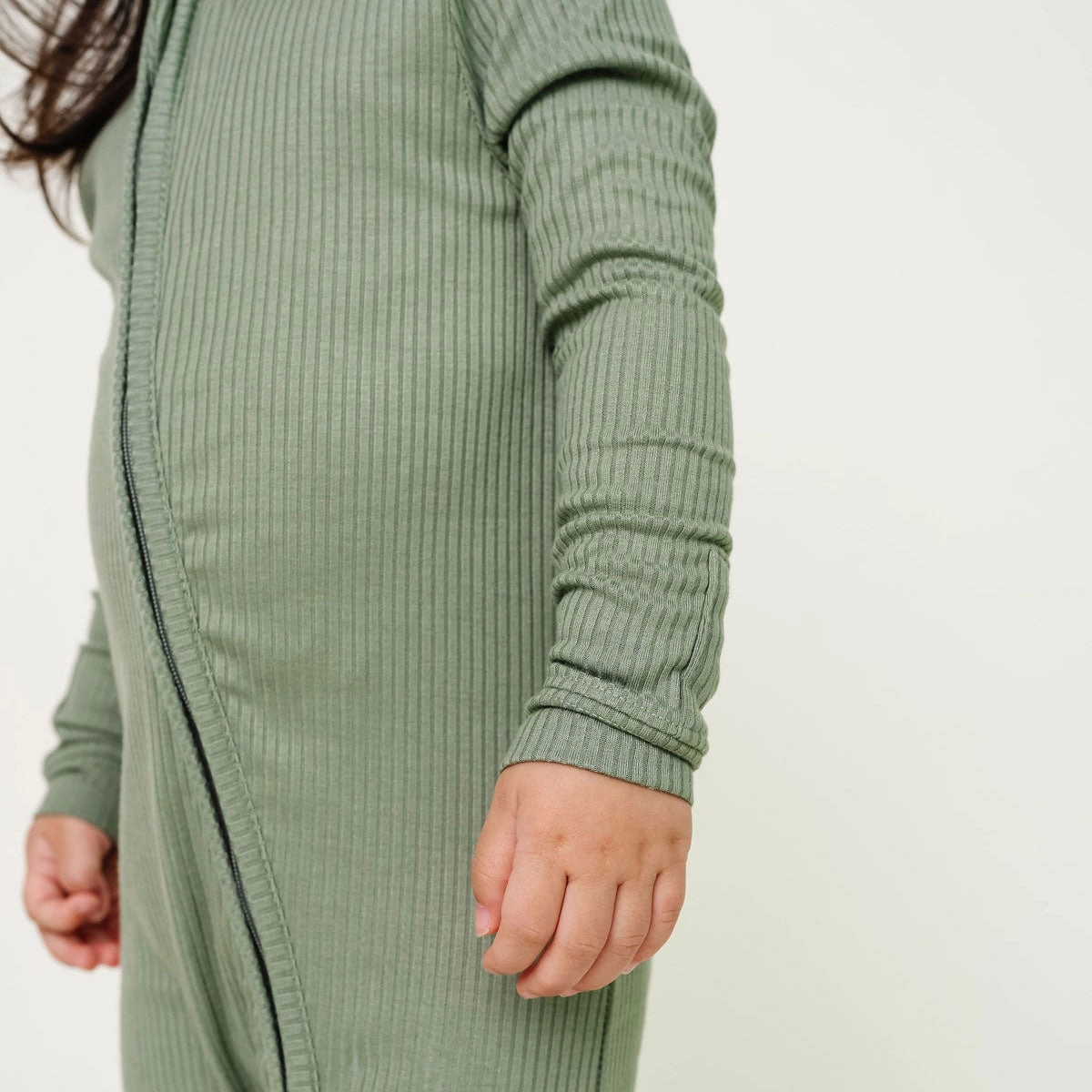 Rib Knit Zip-up Footie - Clover