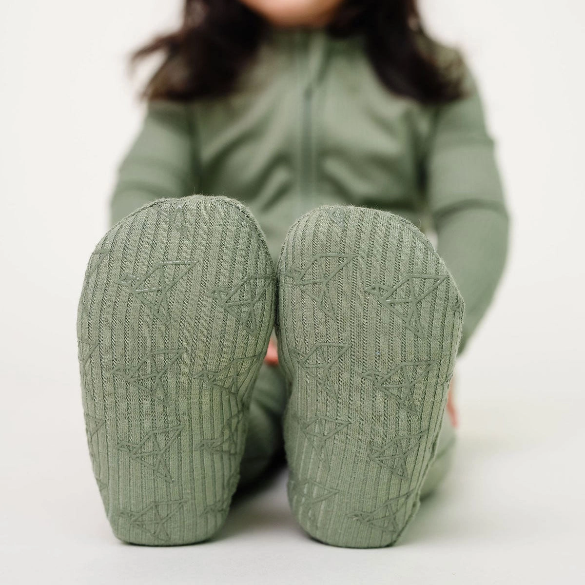 Rib Knit Zip-up Footie - Clover