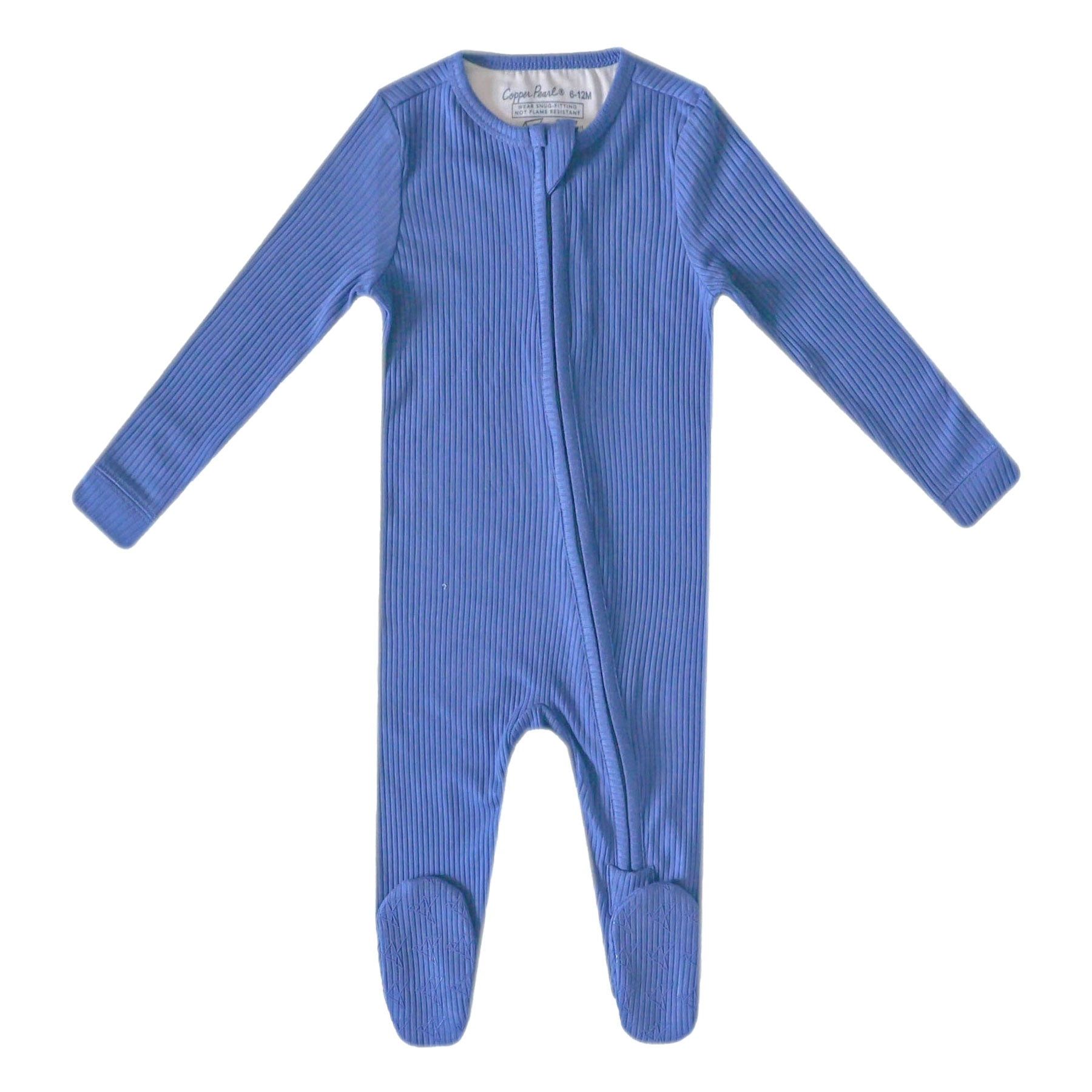 Rib Knit Zip-up Footie - Indigo