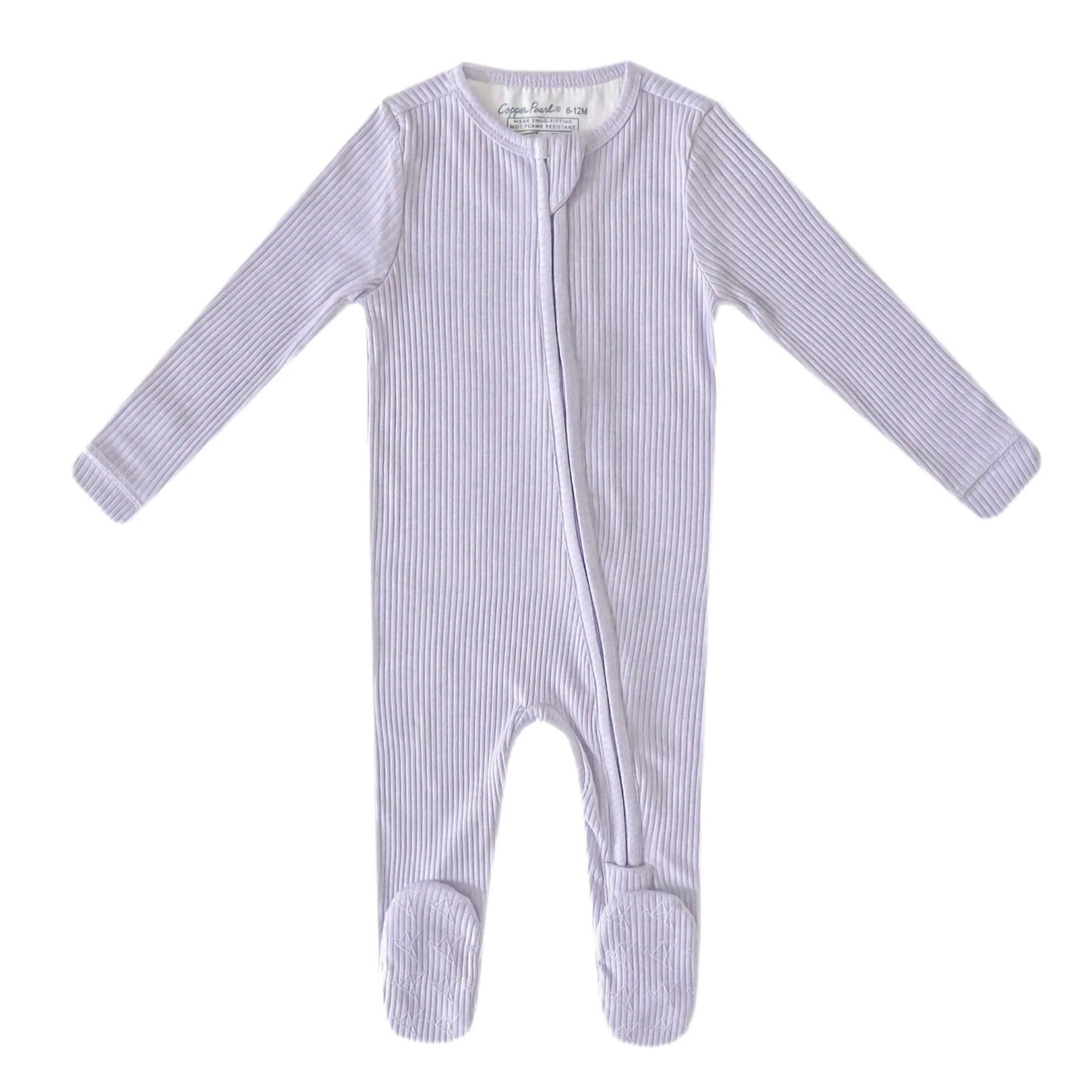 Rib Knit Zip-up Footie - Periwinkle