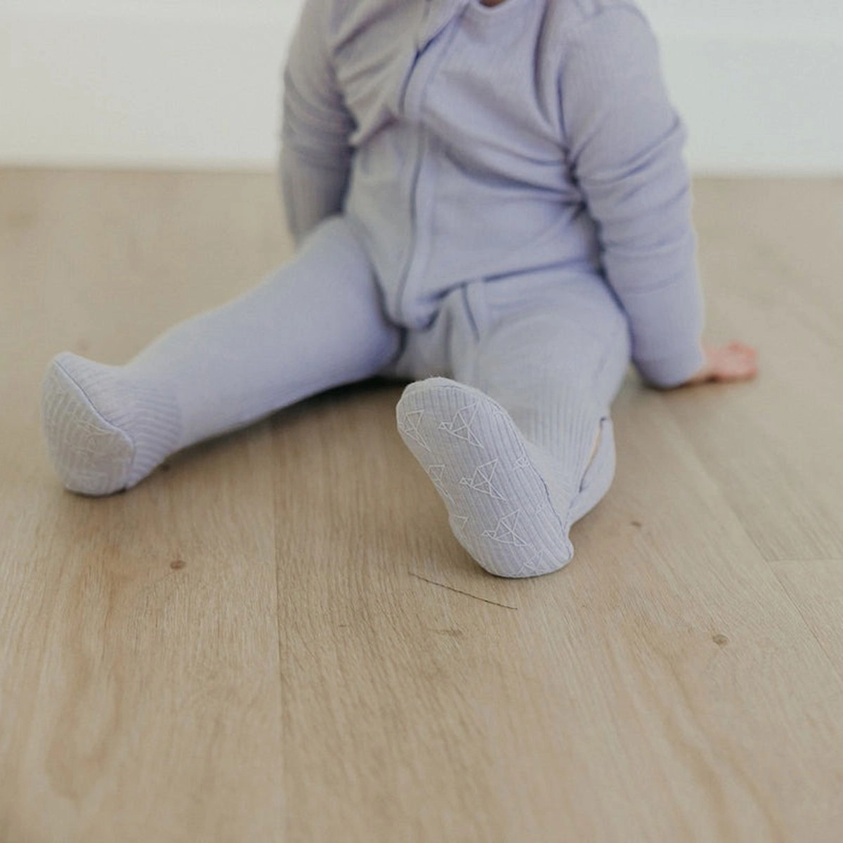 Rib Knit Zip-up Footie - Periwinkle
