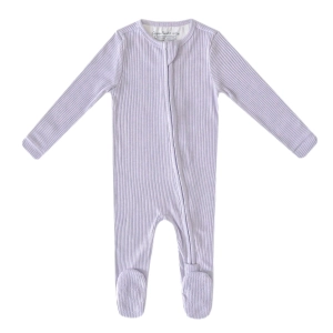Rib Knit Zip-up Footie - Periwinkle