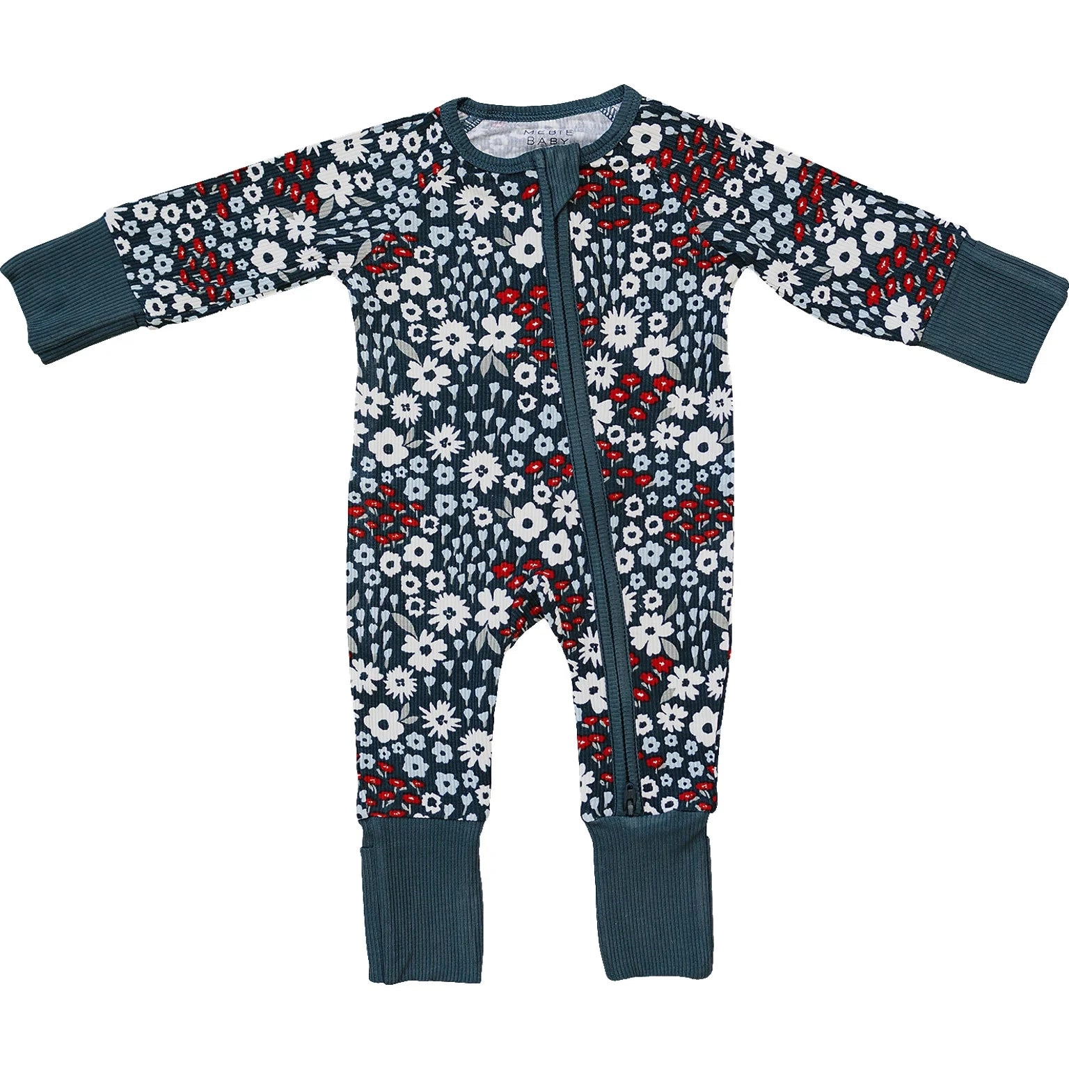 Ribbed Bamboo Zipper Pajama - Americana Floral