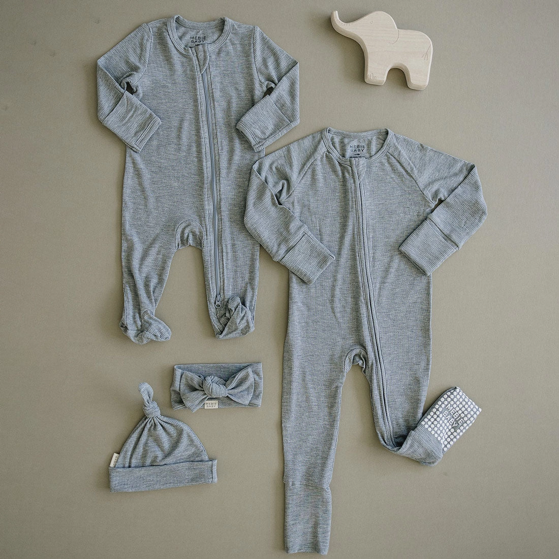 Ribbed Bamboo Zipper Pajama - Heather Grey