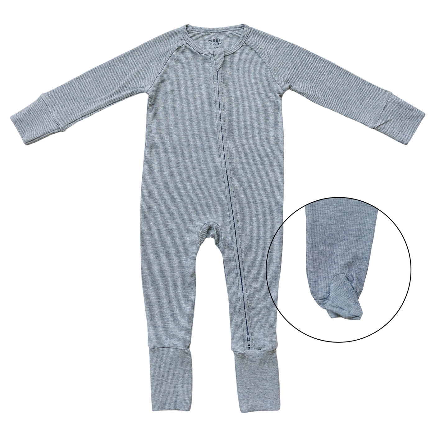 Ribbed Bamboo Zipper Pajama - Heather Grey