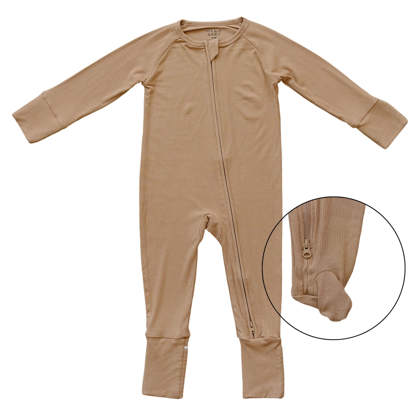 Ribbed Bamboo Zipper Pajama - Latte