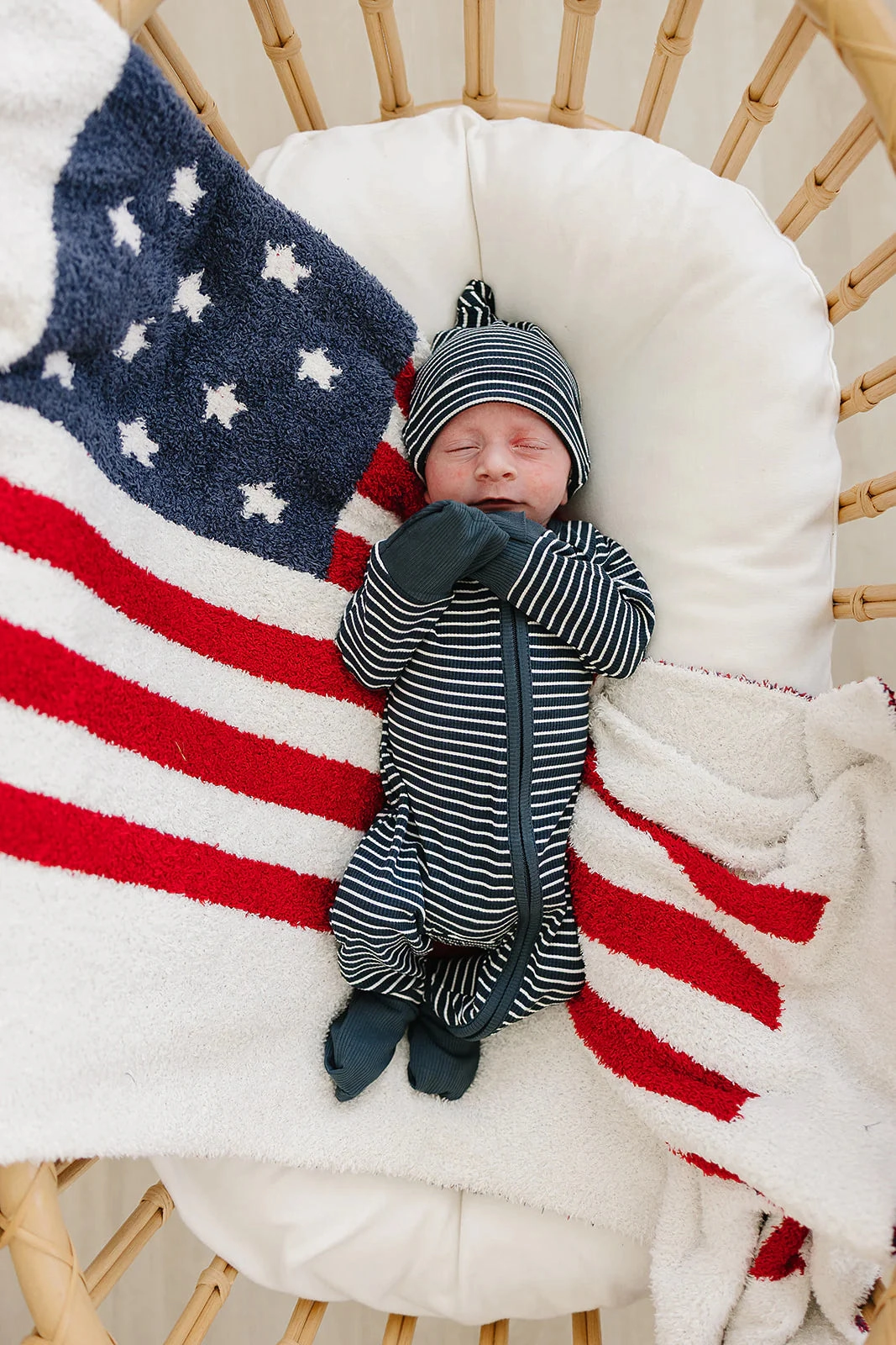 Ribbed Bamboo Zipper Pajama - Navy Stripes