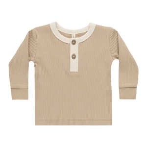 Ribbed Henley - Latte - FINAL SALE