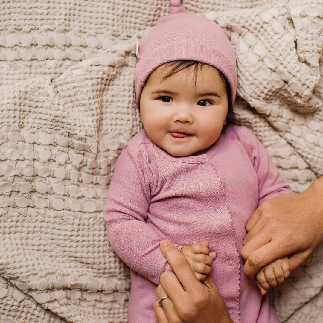 Ribbed Jumpsuit and Hat Set - Spanish Purple
